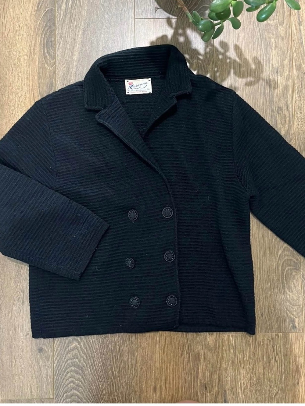 Ladies Black Wool Double-Breasted Jacket - Unbranded